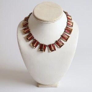 Vintage Matisse‎ Parade Modernist Copper Red Enamel Necklace Up to 17"